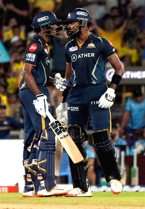 Ahmedabad Gujarat Titans Sai Sudharsan And Hardik Pandya During The