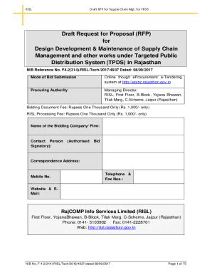 Fillable Online Risl Rajasthan Gov Request For Proposal Rfp Document