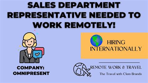 Sales Department Representative Needed To Work Remotelyinternational