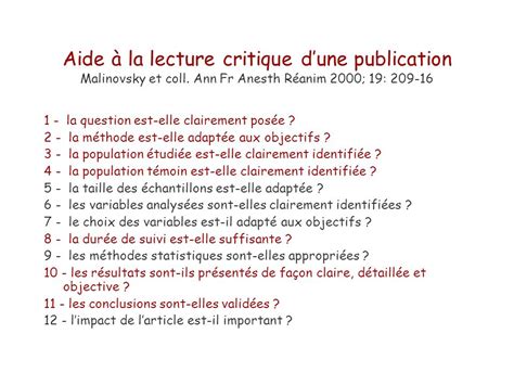 Lecture Critique Darticle Exemple