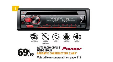 Promo Autoradio Cd Usb Deh S120ub Pioneer Chez E Leclerc L Auto