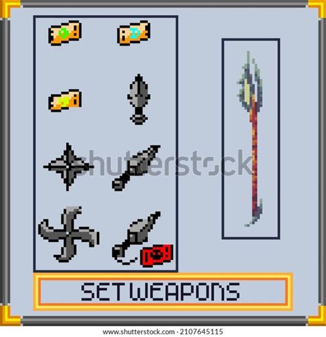 Set Bundle Weapons Pixel Art Game Stock Illustration 2107645115 ...