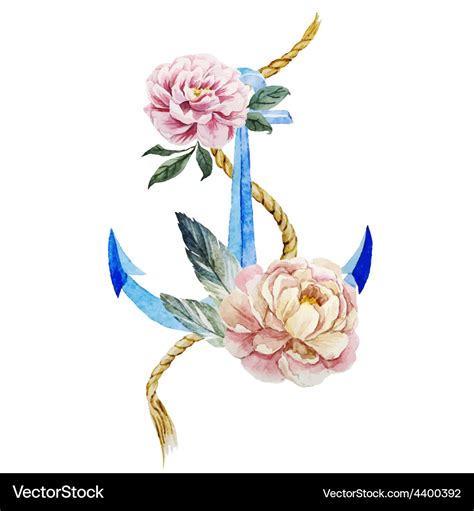 Anchor with flowers Royalty Free Vector Image - VectorStock