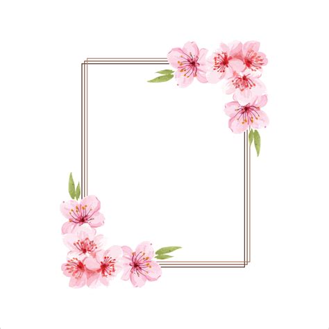 Spring Floral Border Cherry Blossoms Pink Flowers Frame Flower