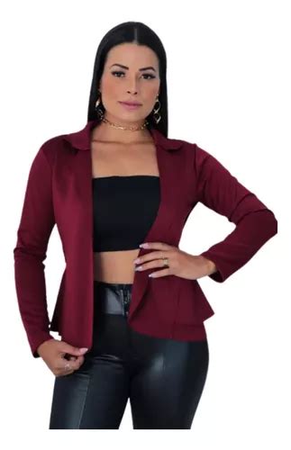 Blazer Terninho Feminino Babado Cinturado Neoprene MercadoLivre