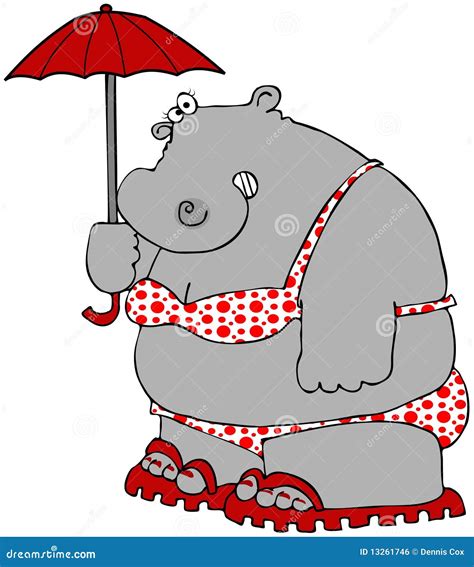 Hippo In A Polka Dot Bikini Stock Illustration Illustration Of Wild
