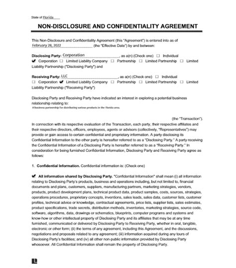 Standard Non Disclosure Agreement Nda Template Ontask