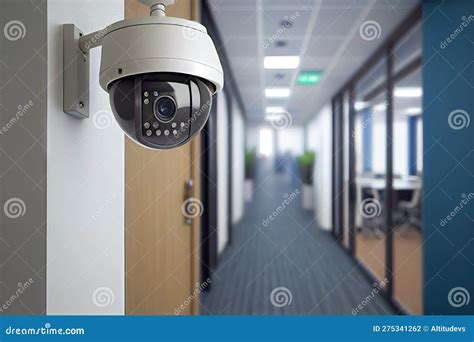 Security Camera In Office Hallway With View Of Doors And Entrances