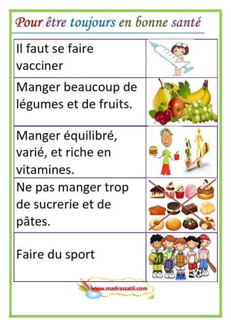 Pour être toujours en bonne santé Enfants en bonne santé Cahier de