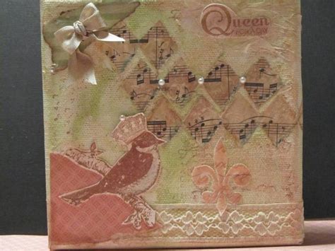 A Card With A Bird On It And Musical Notes In The Background As Well