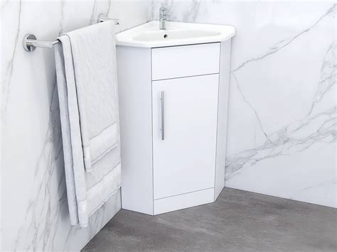 Wickes Porto White Gloss Corner Freestanding Vanity Unit With Basin