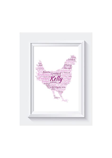 personalised word art hen bride   design  print  unframed