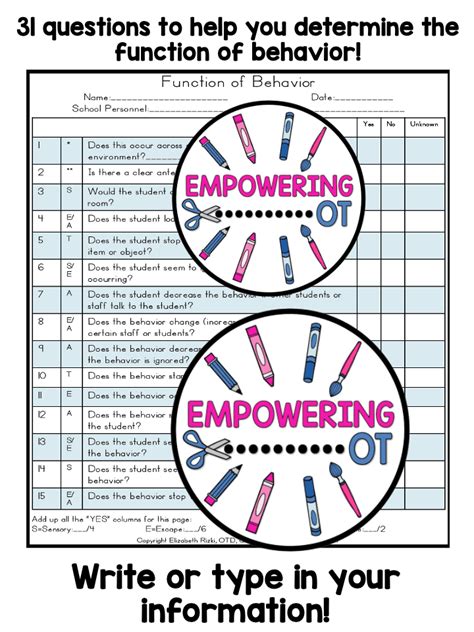 Sensory Behaviors Checklist Your Therapy Source