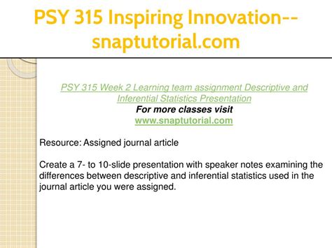 PPT PSY 315 Inspiring Innovation Snaptutorial PowerPoint