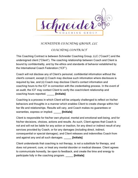 40 Professional Coaching Contract Templates Free