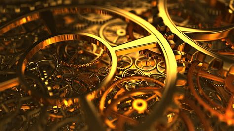 HD Wallpaper Brass Colored Machine Gold Gear Mechanism Clockwork