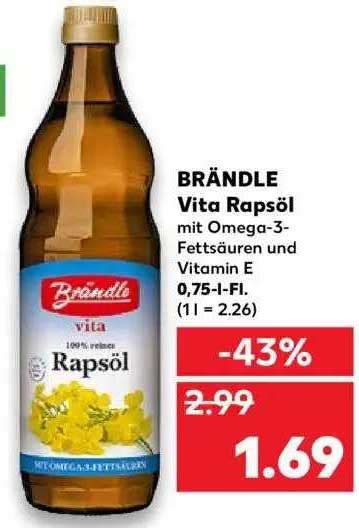 Brändle Vita Rapsöl Angebot bei Kaufland 1Prospekte de