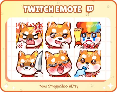 Twitch Emote Lindo Shiba Inu emotes pack 2 enojado Etsy México