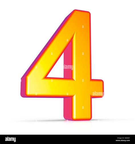 3d rendering golden number 4 isolated on white background, 3d ...
