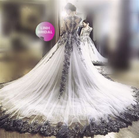 Silver Wedding Gown With Sleeves