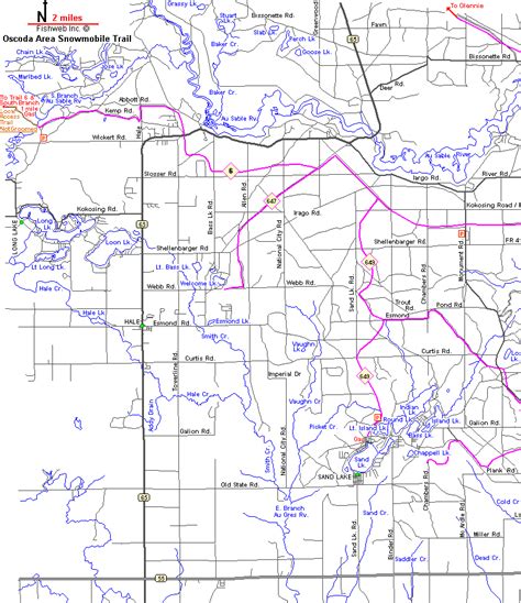 Michigan Snowmobiling Oscoda Snowmobile Trail Map Michigan Sledhead™