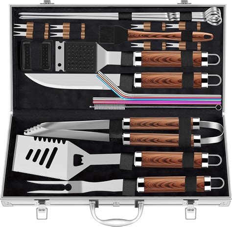 Romanticist 25pcs Extra Thick Stainless Steel Grill Tool Set For Men