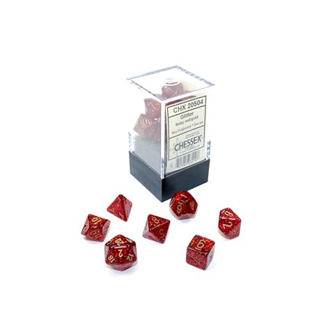 Mini 7 Dice Polyhedral Set Glitter Mini Polyhedral Ruby Redgold 7 Die Set All Rolled Up