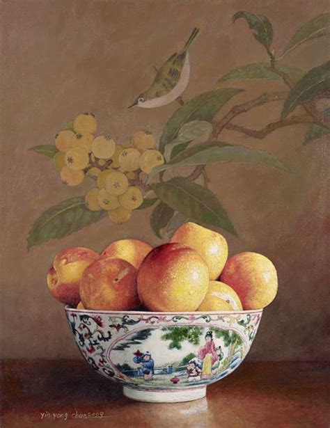 Yin Yong Chun A Bird With A Bowl Of Peaches 1stdibs In 2023