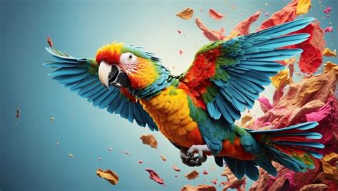 Premium Photo A Colorful Parrot Flying Through The Air