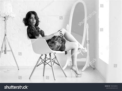 Beautiful Sexy Brunette Girl Black Negligee Stock Photo 1502960831 Shutterstock