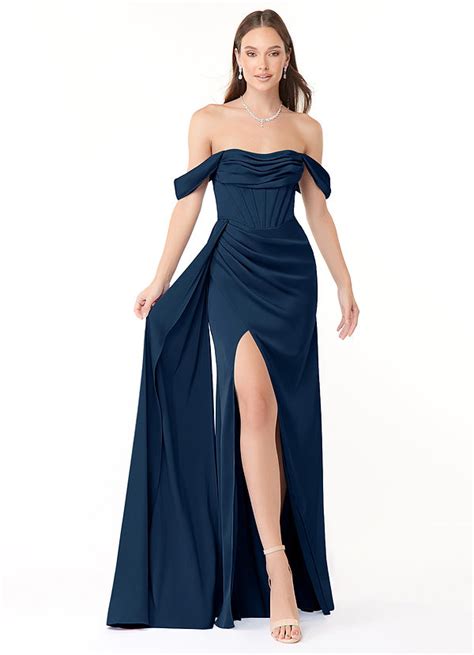 Amyra Navy Corset Maxi Dress Azazie Uk