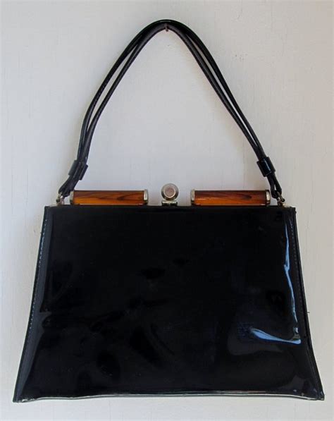 Vintage S Mod Black Patent Leather Purse Etsy Leather