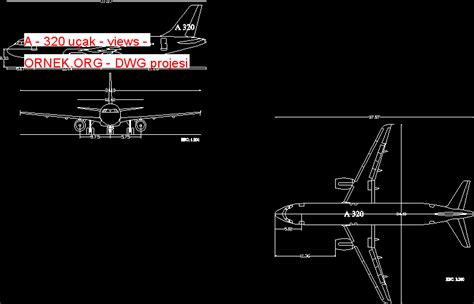 A 320 uçak views dwg projesi Autocad Projeler