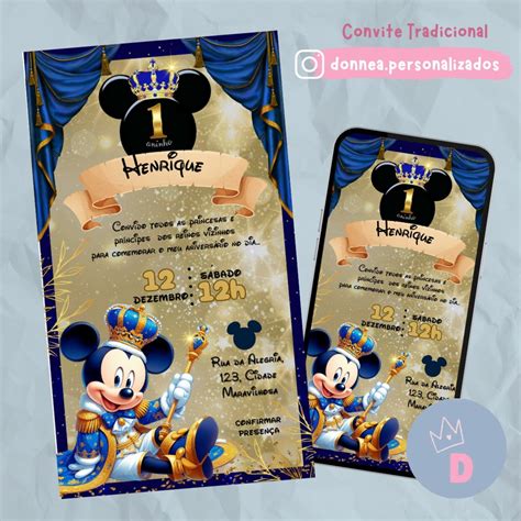 Convite Digital Mickey Realeza Elo Produtos Especiais