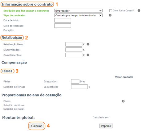 Simulador de compensação por cessação de contrato de trabalho