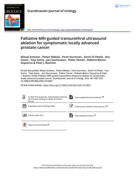 Pdf Palliative Mri Guided Transurethral Ultrasound Ablation For