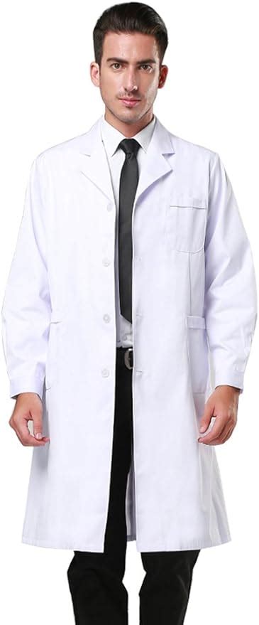 Nideen Mens White Lab Coats Doctor Workwear Unisex Lab Coat Scrubs