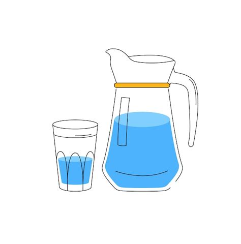 Jarra Y Vaso Con Agua Al Estilo De Las Caricaturas Planas Vector Premium