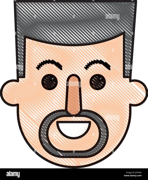 drawing face man with mustache and beard cartoon Stock Vector Image ...