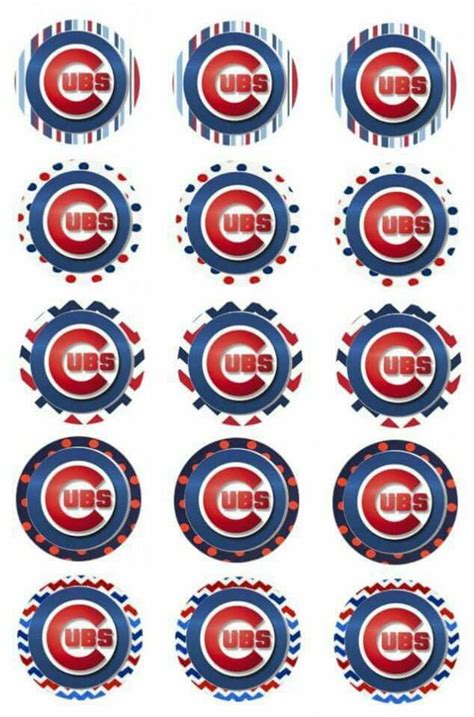 The Chicago Cubs Logo Is Shown In Red White And Blue Circles On A