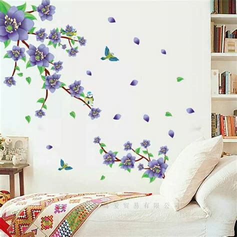 Jual Reliza Wall Sticker Stiker Dinding Bunga Sakura Ungu Flowers Purple Hiasan Dinding Ay9190