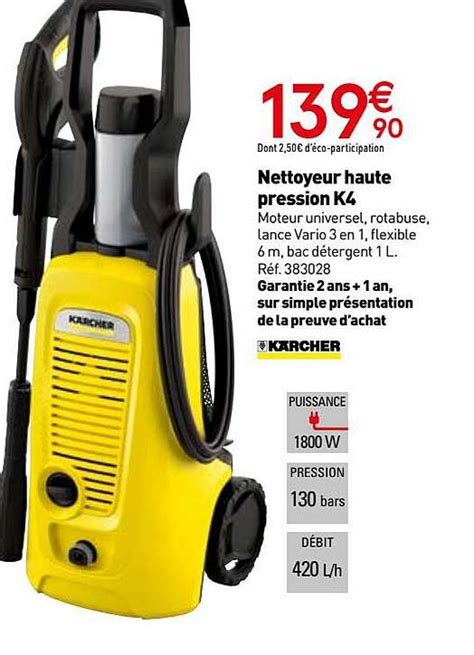 Offre Nettoyeur Haute Pression K4 Kärcher chez Mr Bricolage