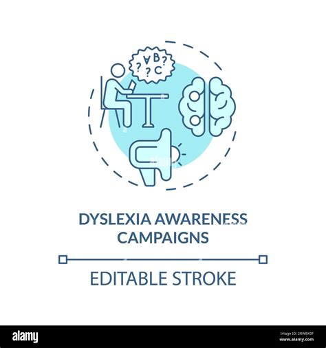 2d Blue Line Icon Dyslexia Awareness Campaigns Concept Stock Vector