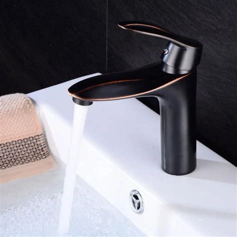 Bathroom Sink Faucet Black Mixer Tap Oil Rubble Bronze Bath Basin Sink Crane Hot And Cold Water