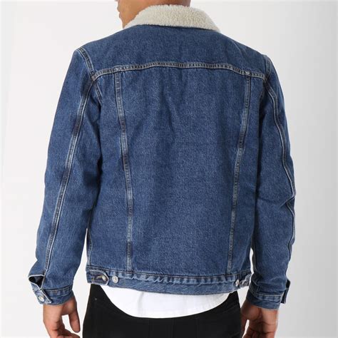 Diesel Veste Jean Col Mouton Gioc 00siuy 0cauf Bleu Denim