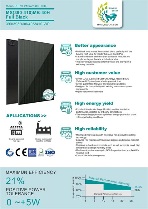 Venusun Full Black Solar Panels W Monocrystalline Solar Panel Mm