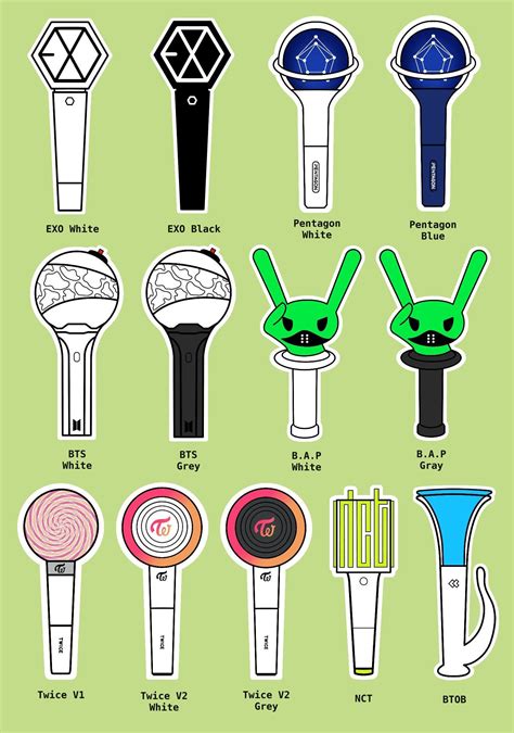 Kpop Lightstick Sticker Pack 2in 5cm Light Stick Fan Etsy