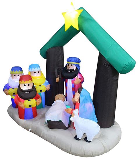 Foot Tall Christmas Inflatable Nativity Scene Manger Set With Three