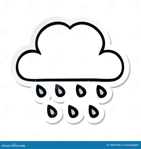 Una Pegatina Creativa De Una Linda Nube De Lluvia De Dibujos