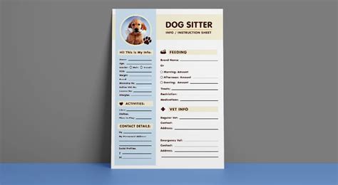 Free Dog Sitter Instruction Information Sheet Design Template